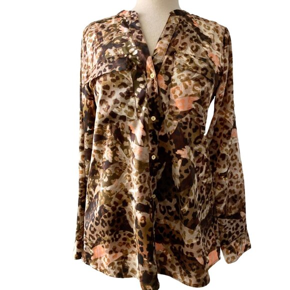 Calvin Klein Blouse S | Abstract Animal Print | Classy & Chic - Picture 1 of 11